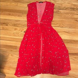 Knot Sisters Red Floral Midi Dress